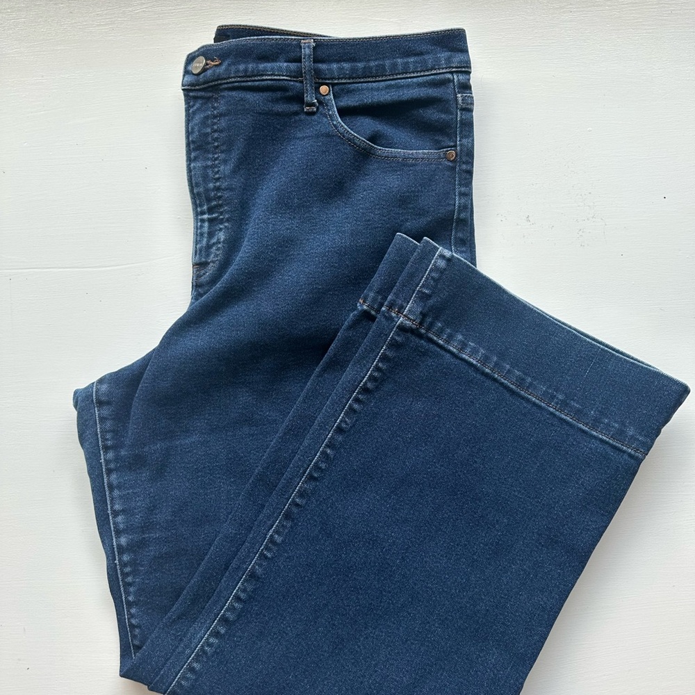 Express Women's High Rise Wide Leg Jeans in Deep Blue